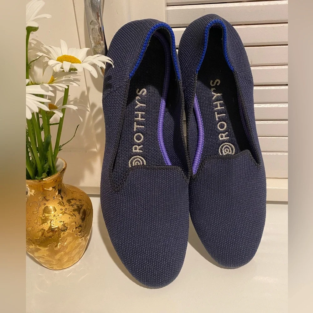 Rothy's Women’s Navy Knit Slip-On Flats Size 6 Round Toe Washable